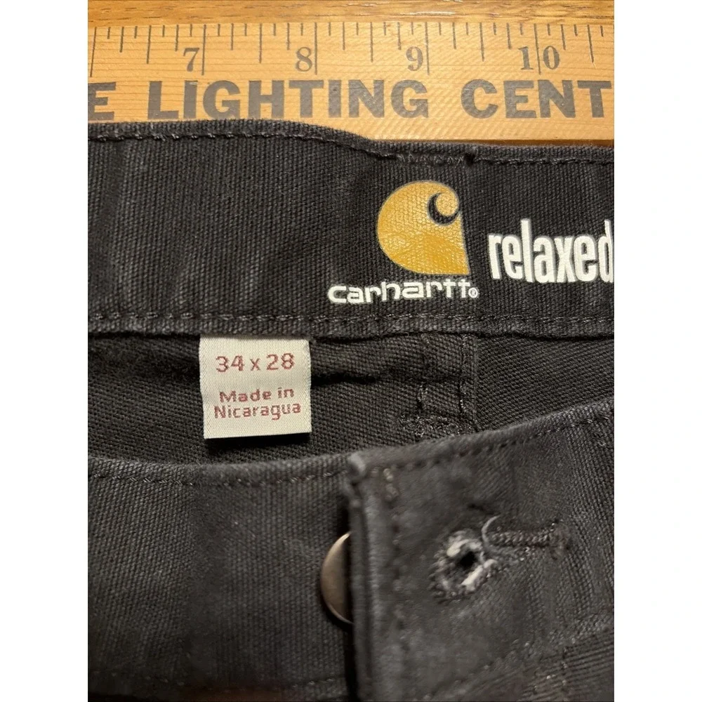Carhartt Pants Men's 34x28 Black Canvas Work Relaxed Fit Carpenter - Picture 7 of 8
